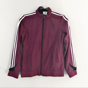 Adidas burgundy light logo zip up jacket large